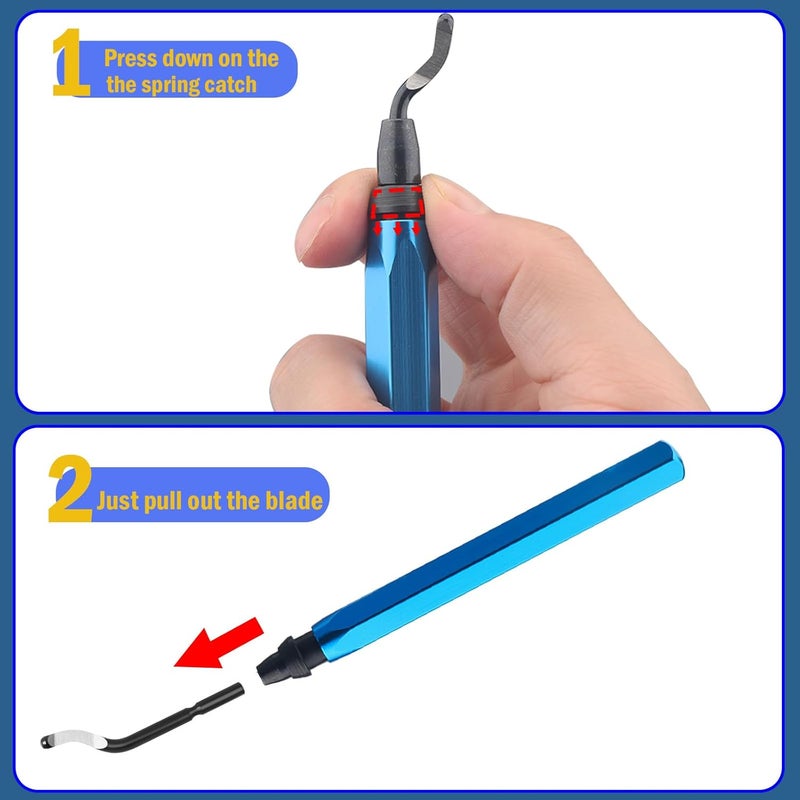Askwhy Deburring Tool with 10 High-Speed Steel Blades – Ideal for 3D Printing, Metal, Resin, Copper, Plastic, PVC Pipes, Aluminum, and Wood – Precision Burr Remover with Ergonomic Handle - Image 2